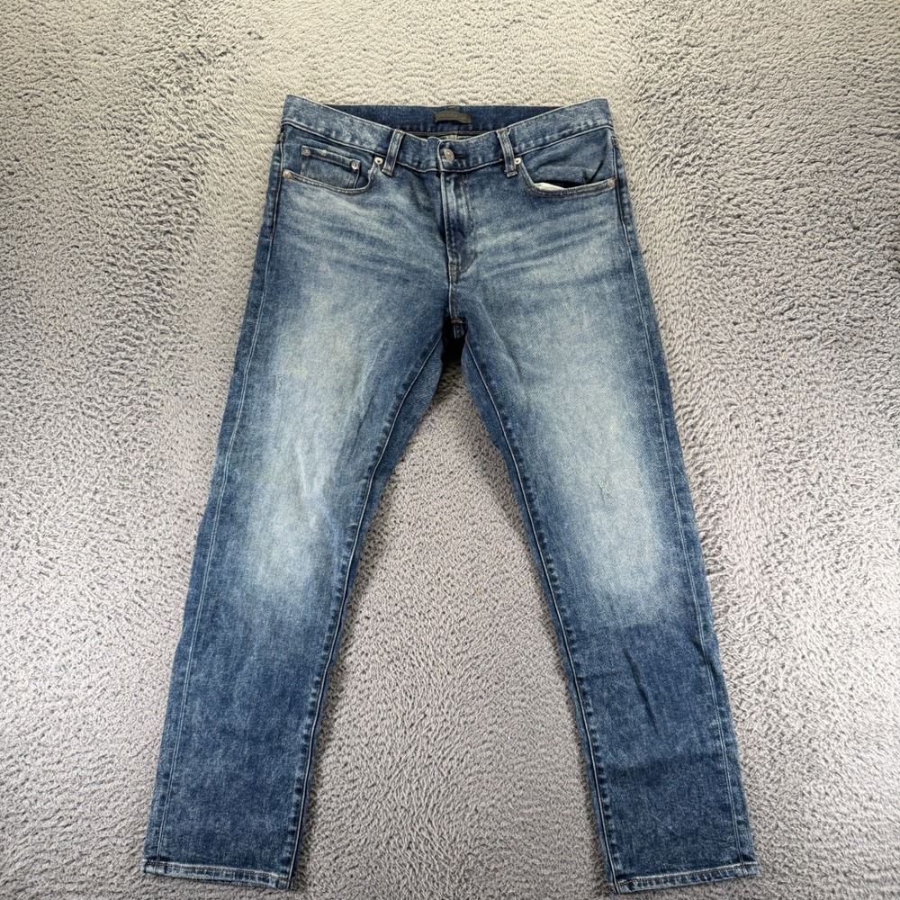 Uniqlo‎ Jeans Men's 33x29 Blue Cotton Denim Straight Leg Faded Workwear Travel